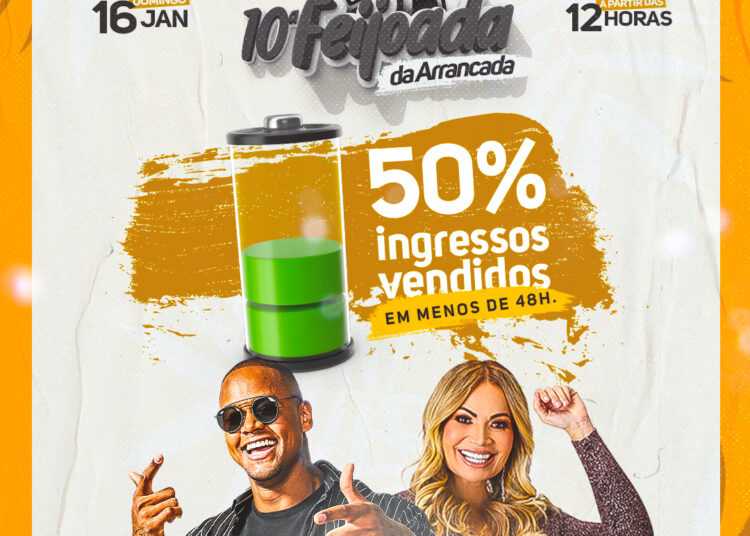 48h após o início das vendas, 50% dos ingressos para a Feijoada da Arrancada, do Ceará, já foram vendidos